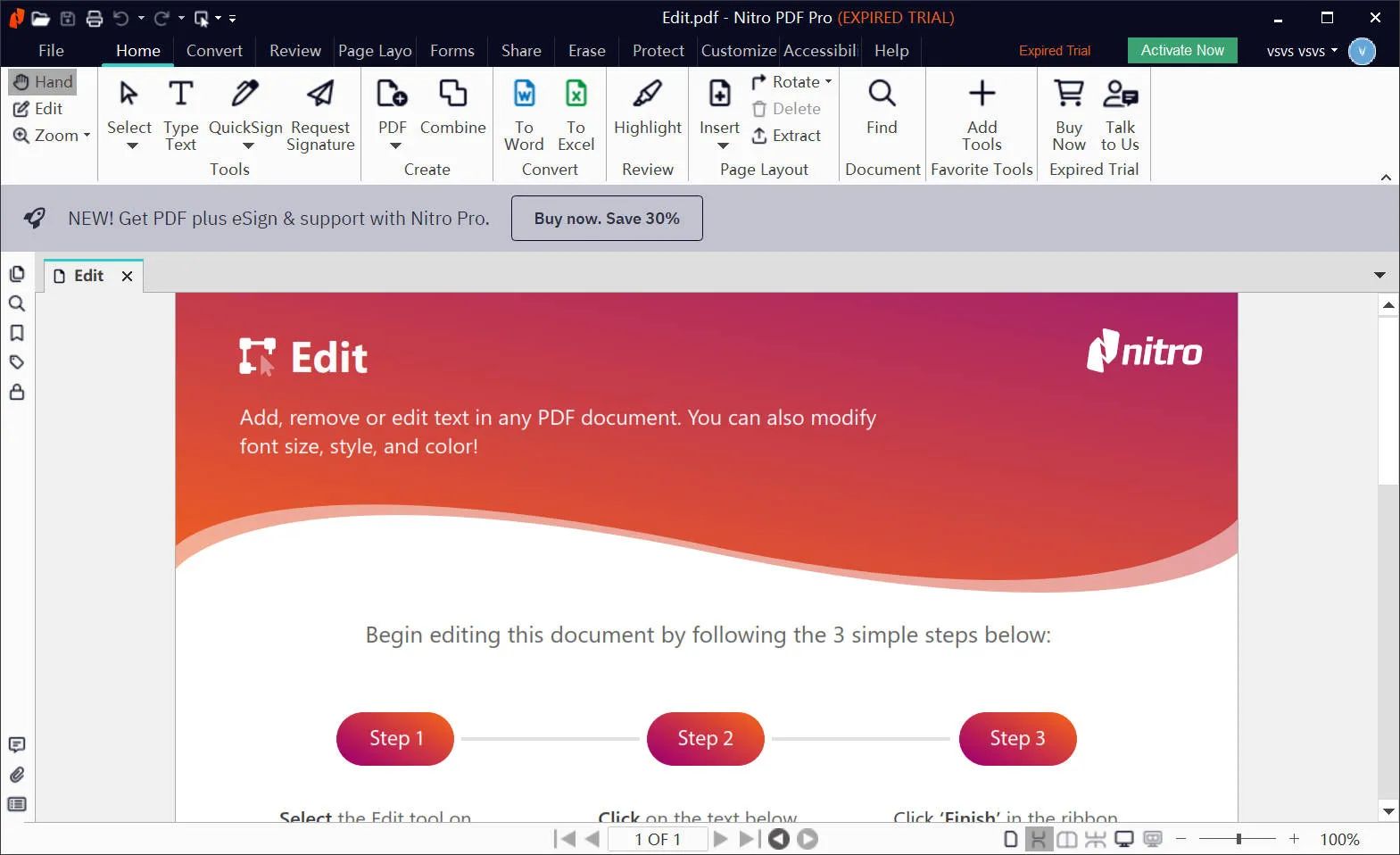 Nitro PDF eSign professional document management platform interface screenshot